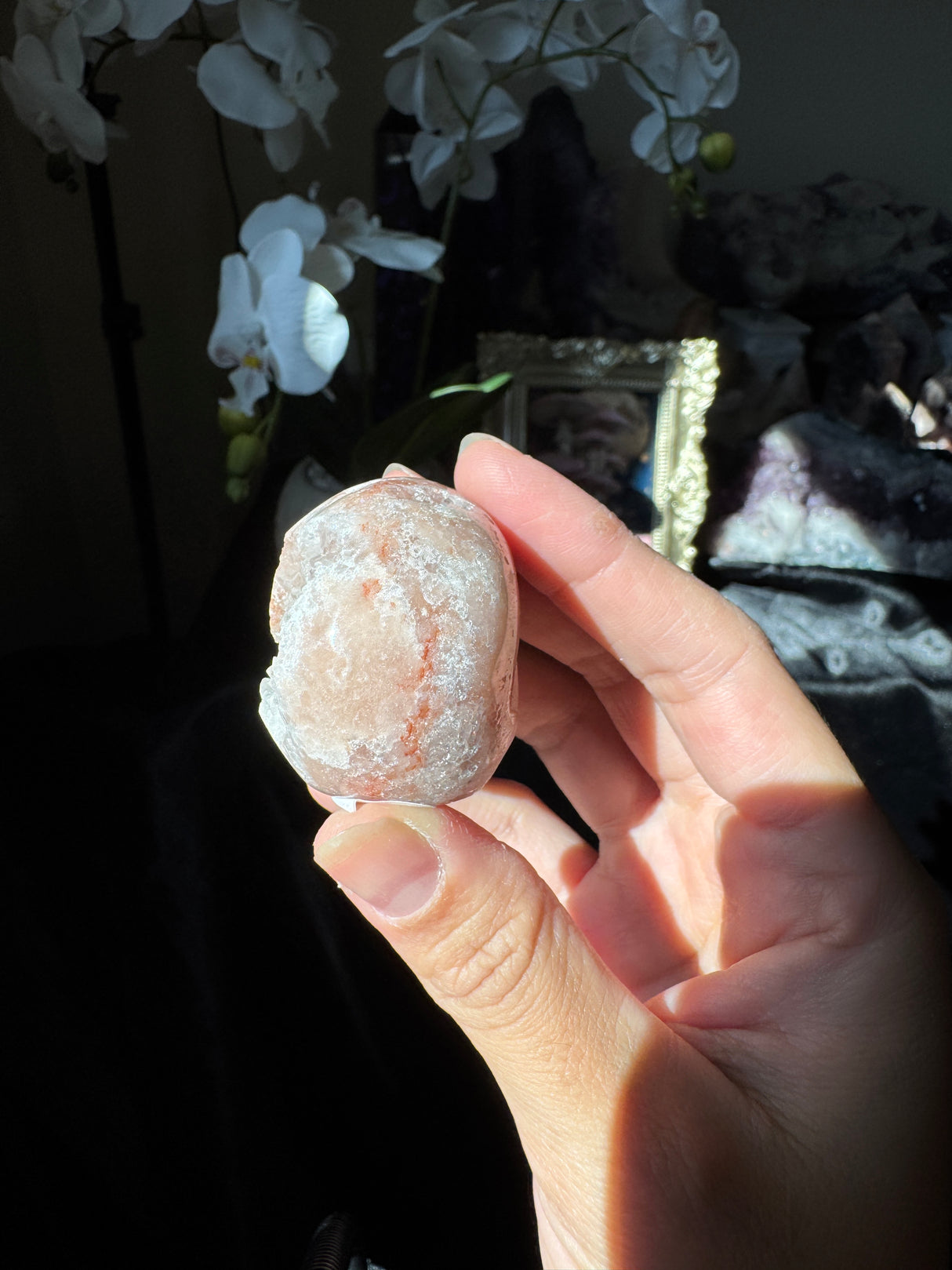 Mini Hand Carved Pink Amethyst Skull