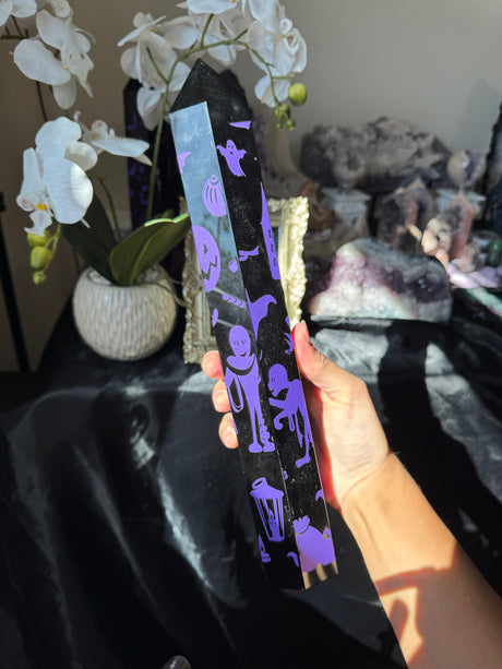 XL Obsidian Etched Halloween Tower