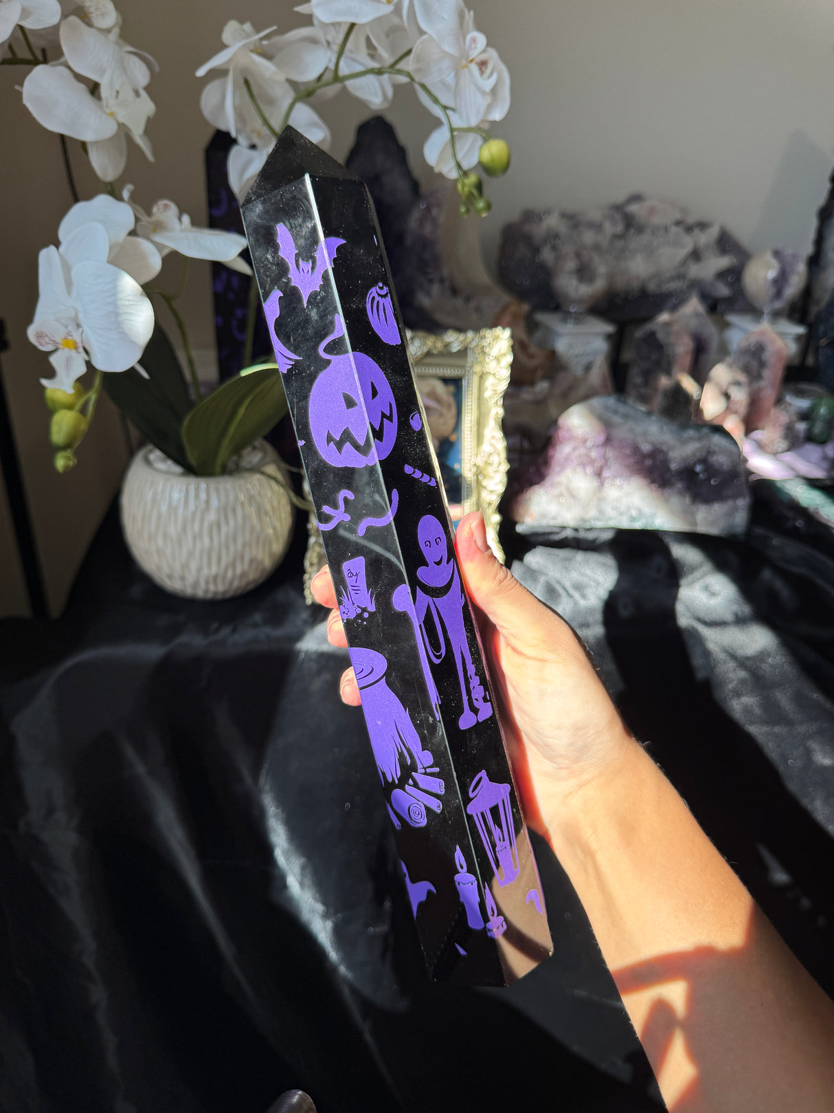 XL Obsidian Etched Halloween Tower