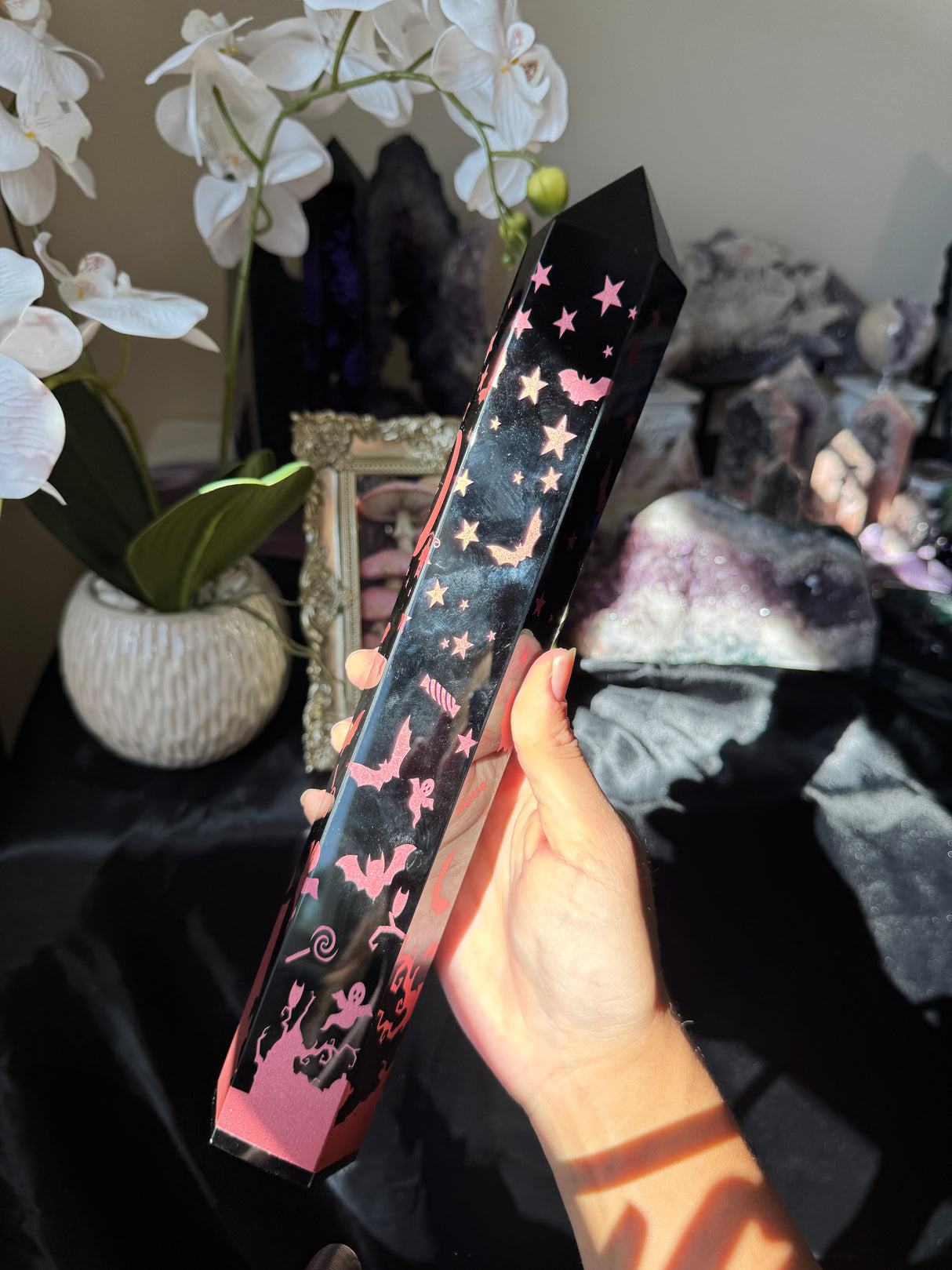 XL Obsidian Etched Halloween Tower