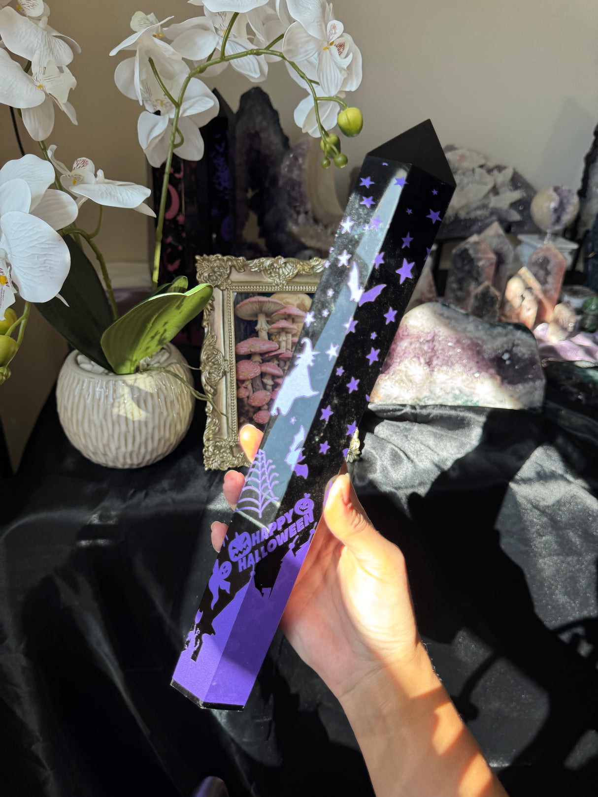 XL Obsidian Etched Halloween Tower