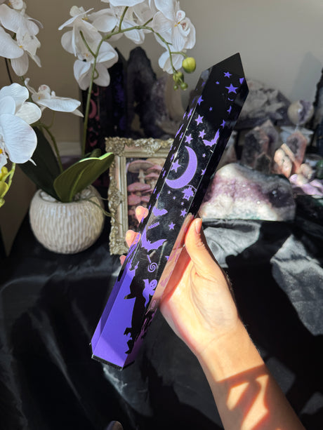 XL Obsidian Etched Halloween Tower