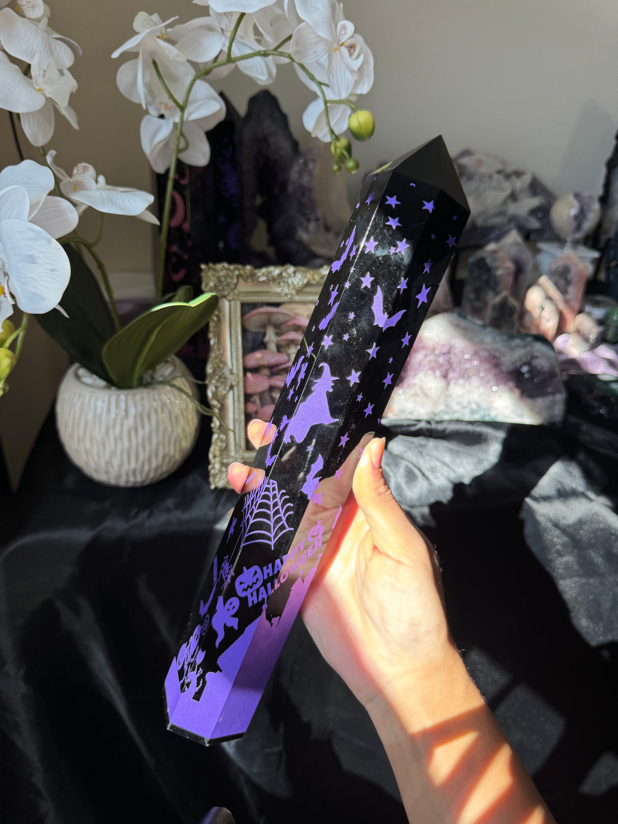 XL Obsidian Etched Halloween Tower