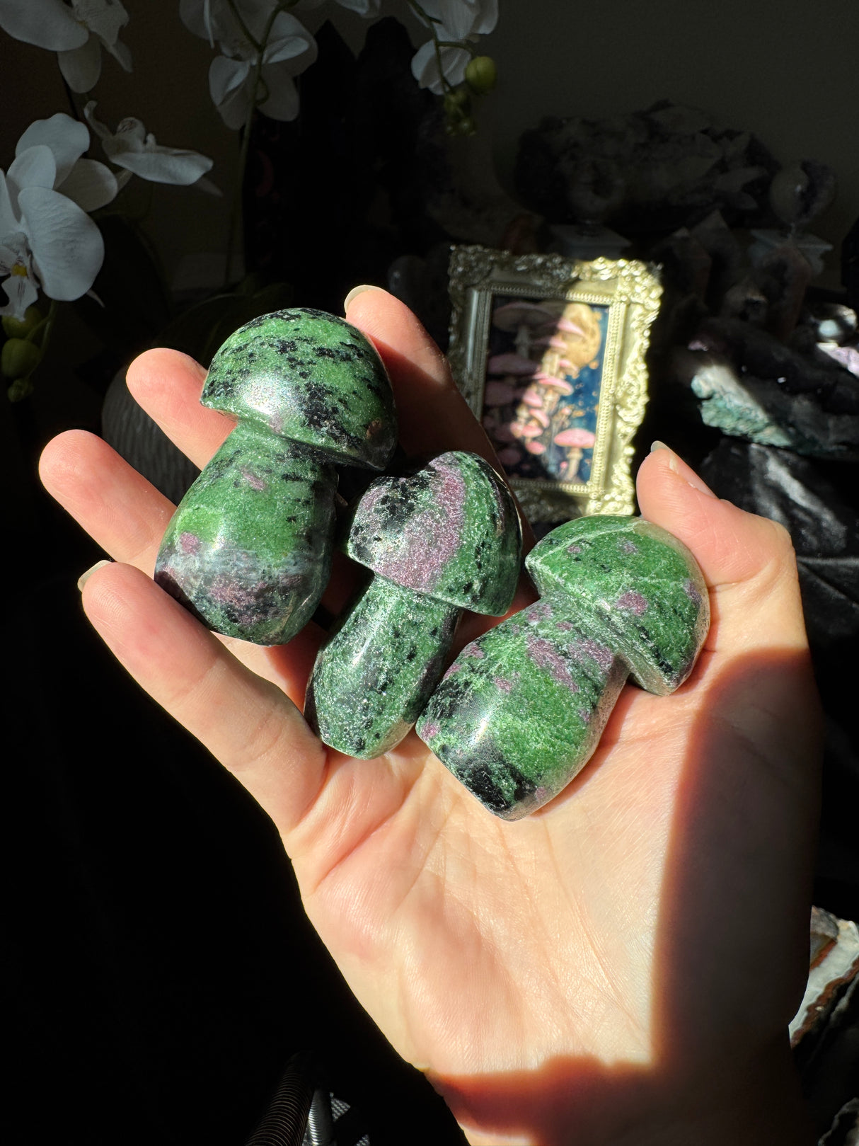 Ruby in Zoisite Mushrooms