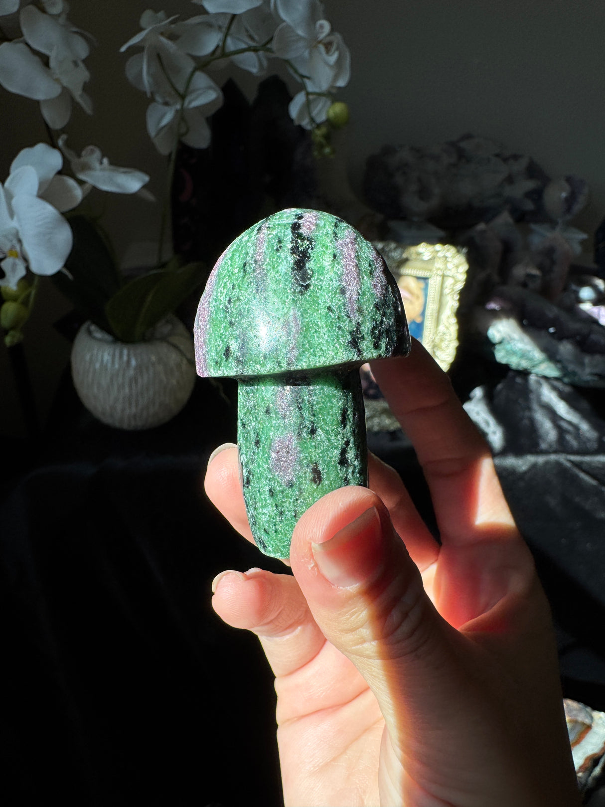 Ruby in Zoisite Mushrooms