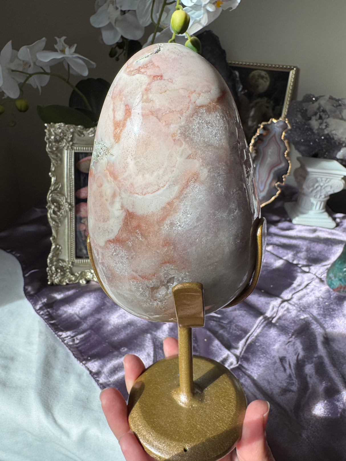 Quartz Pointed Pink Amethyst Egg