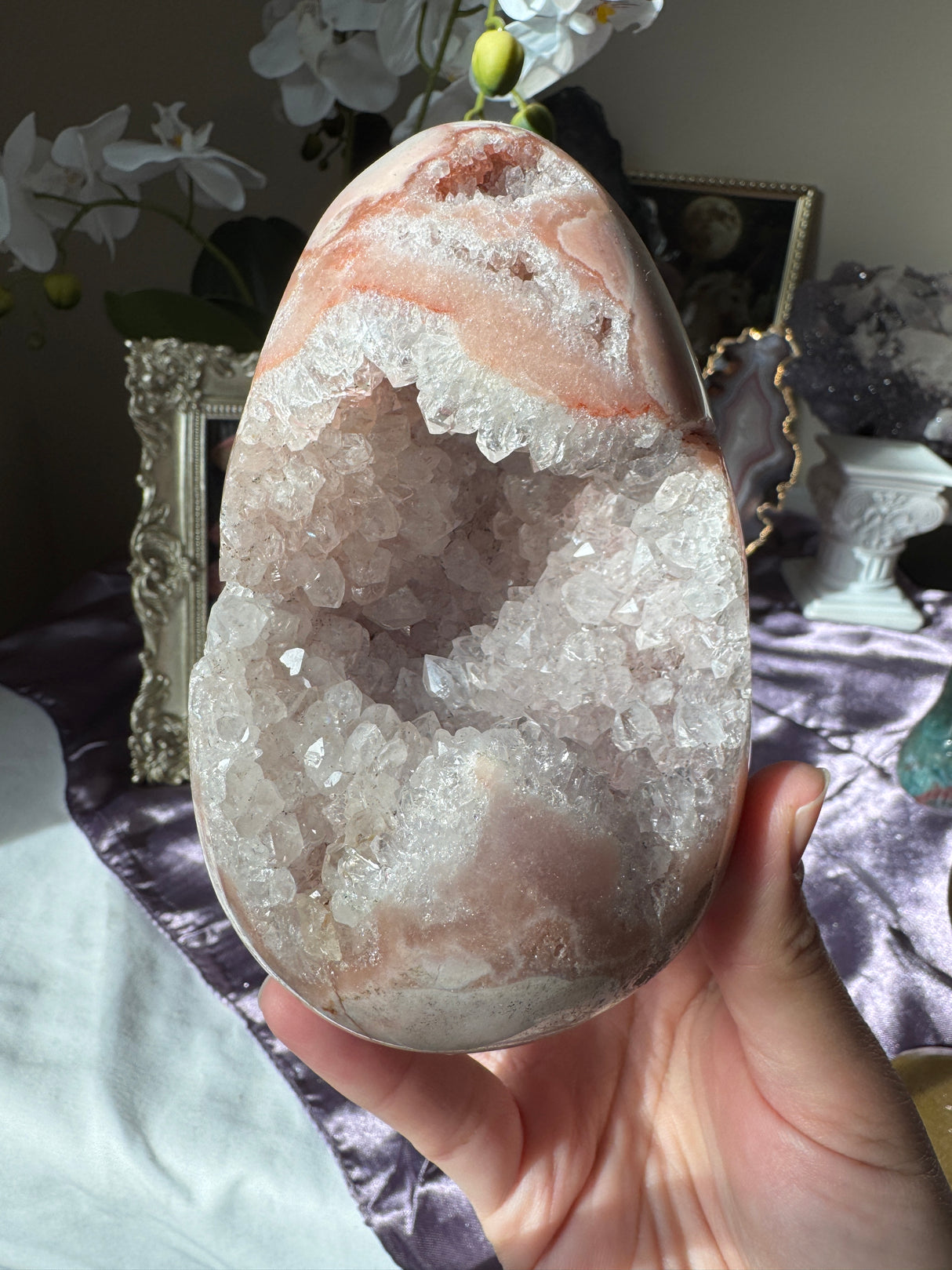 Quartz Pointed Pink Amethyst Egg