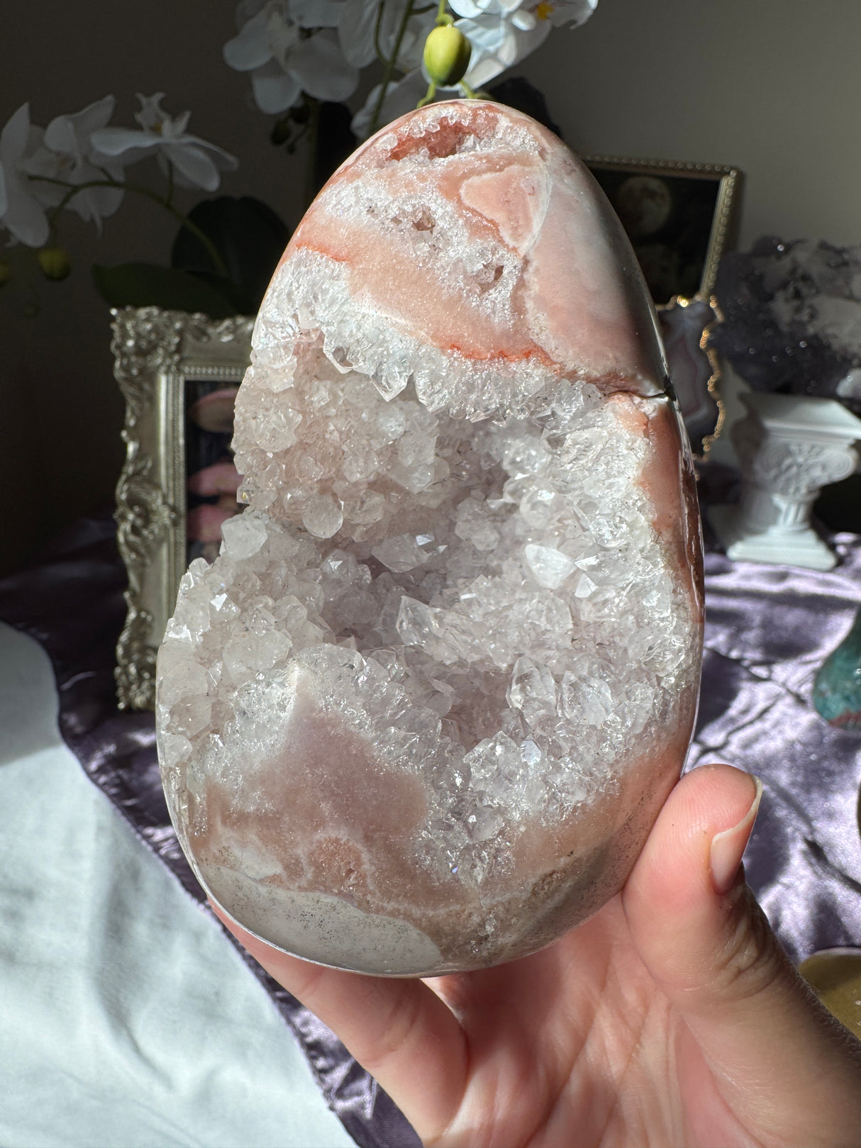 Quartz Pointed Pink Amethyst Egg