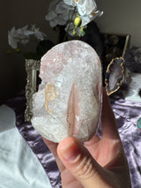 Pastel Pink Rainbow Amethyst Free Form with Calcite