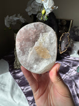 Pastel Pink Rainbow Amethyst Free Form with Calcite