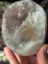 Pastel Pink Rainbow Amethyst Free Form with Calcite