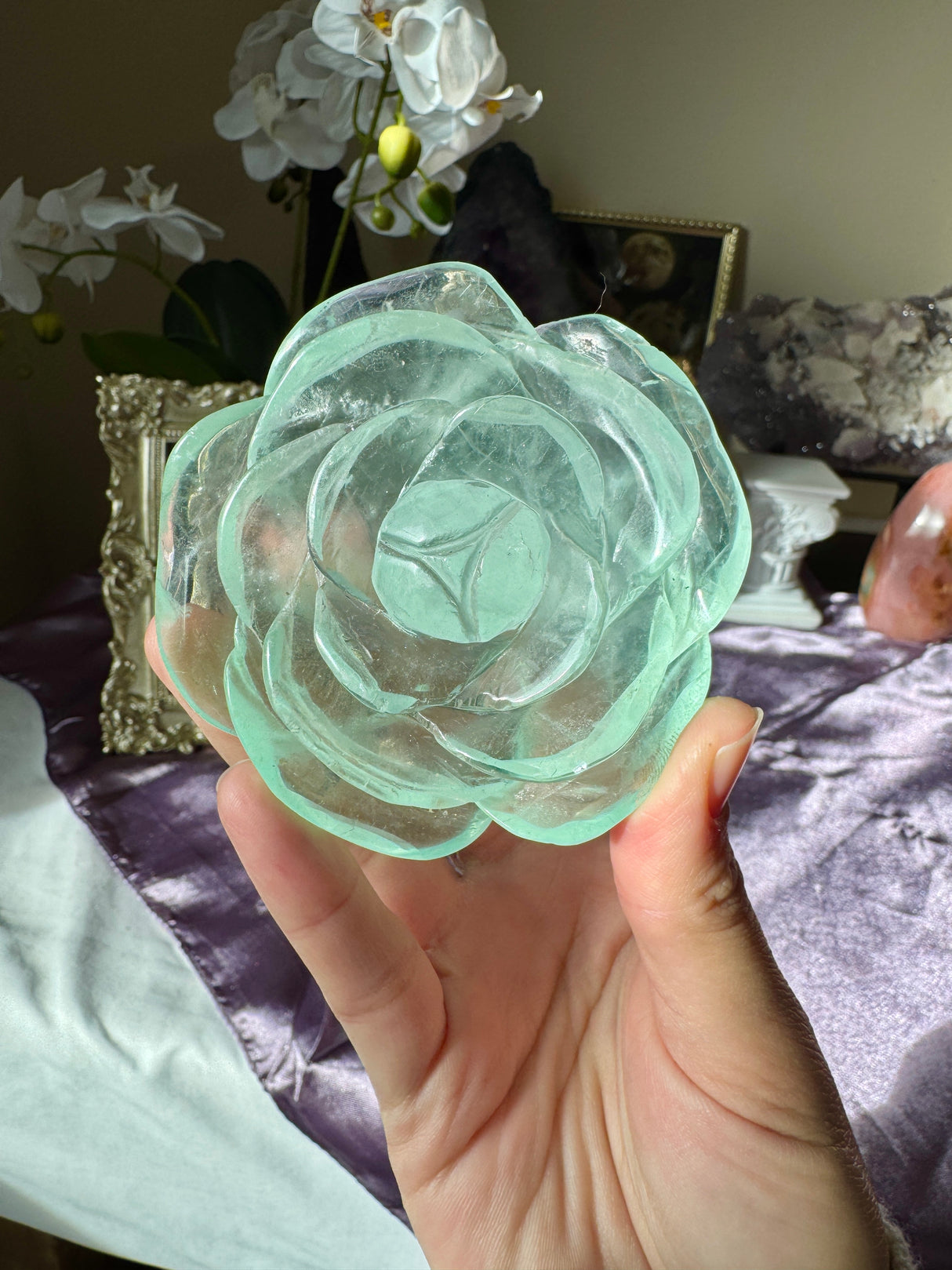 Minty Green Fluorite Rose