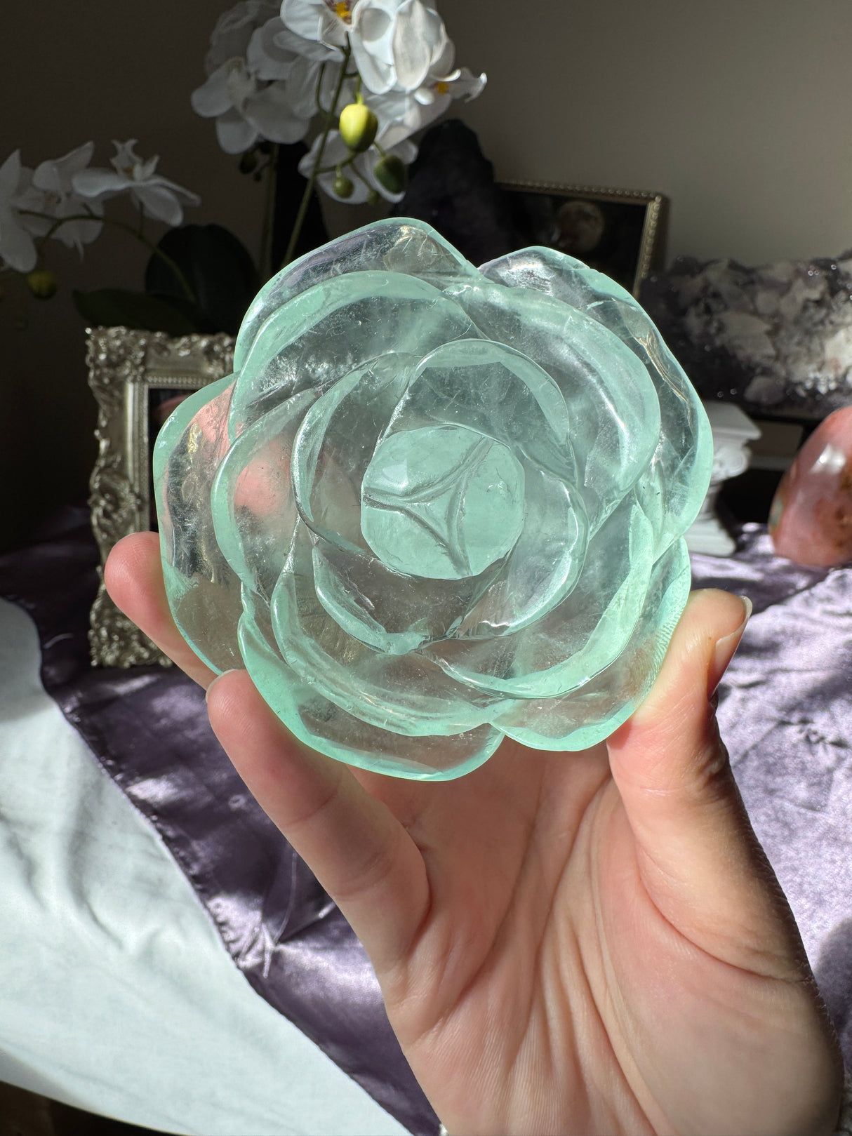 Minty Green Fluorite Rose