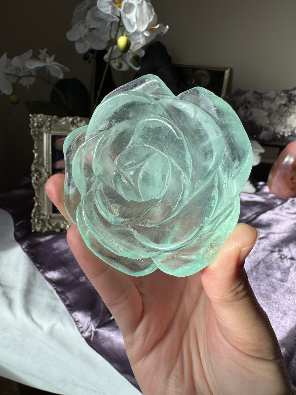 Minty Green Fluorite Rose