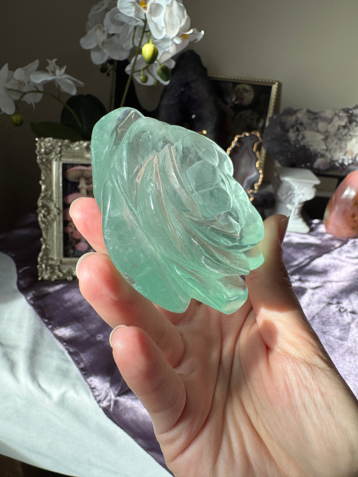 Minty Green Fluorite Rose