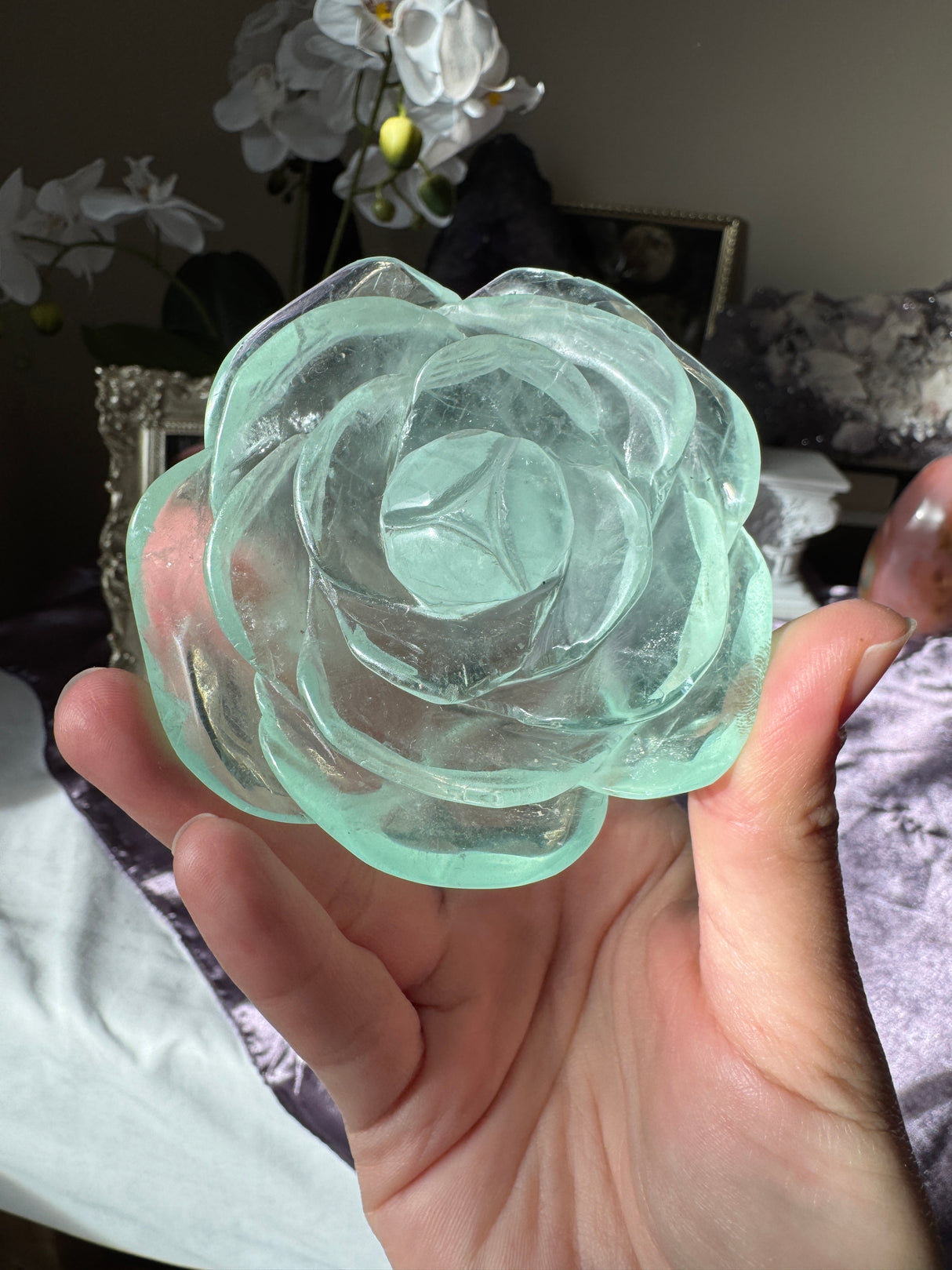 Minty Green Fluorite Rose
