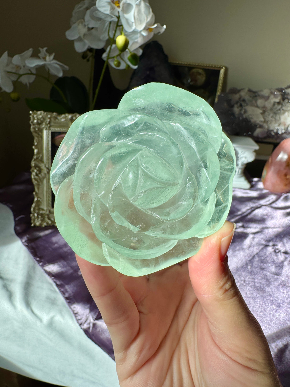 Minty Green Fluorite Rose