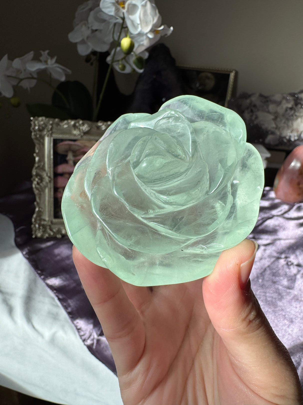 Minty Green Fluorite Rose