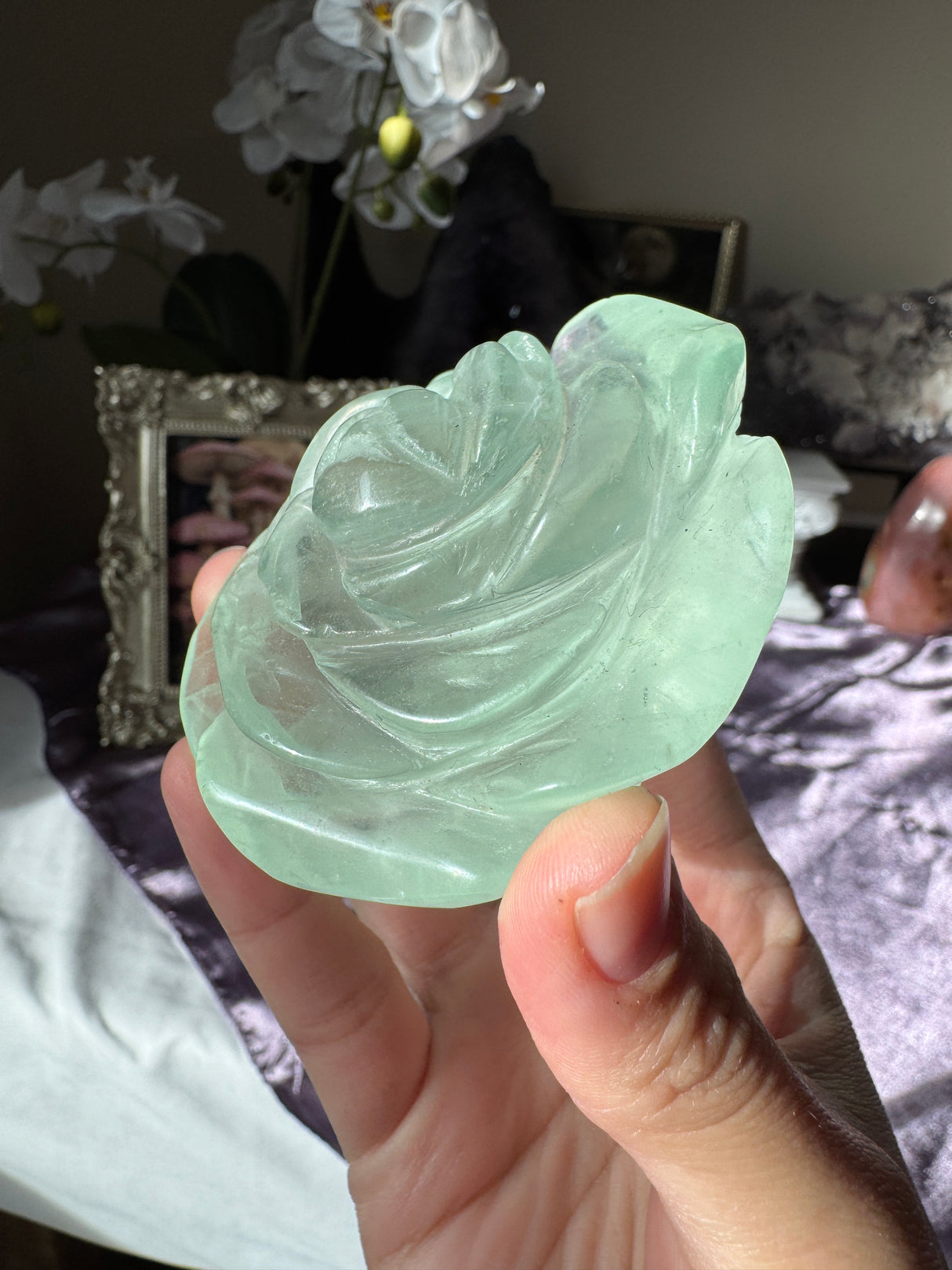 Minty Green Fluorite Rose