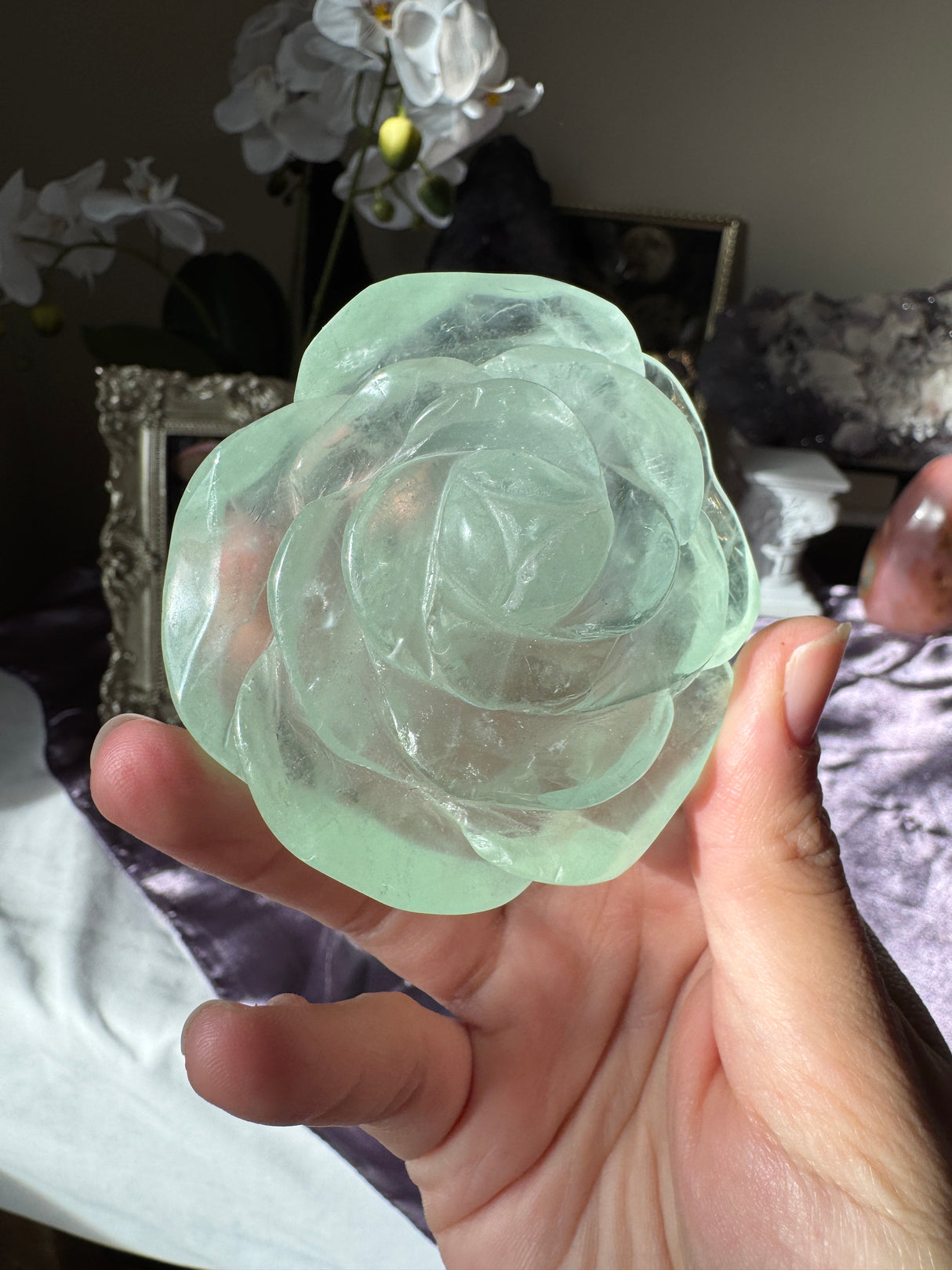 Minty Green Fluorite Rose