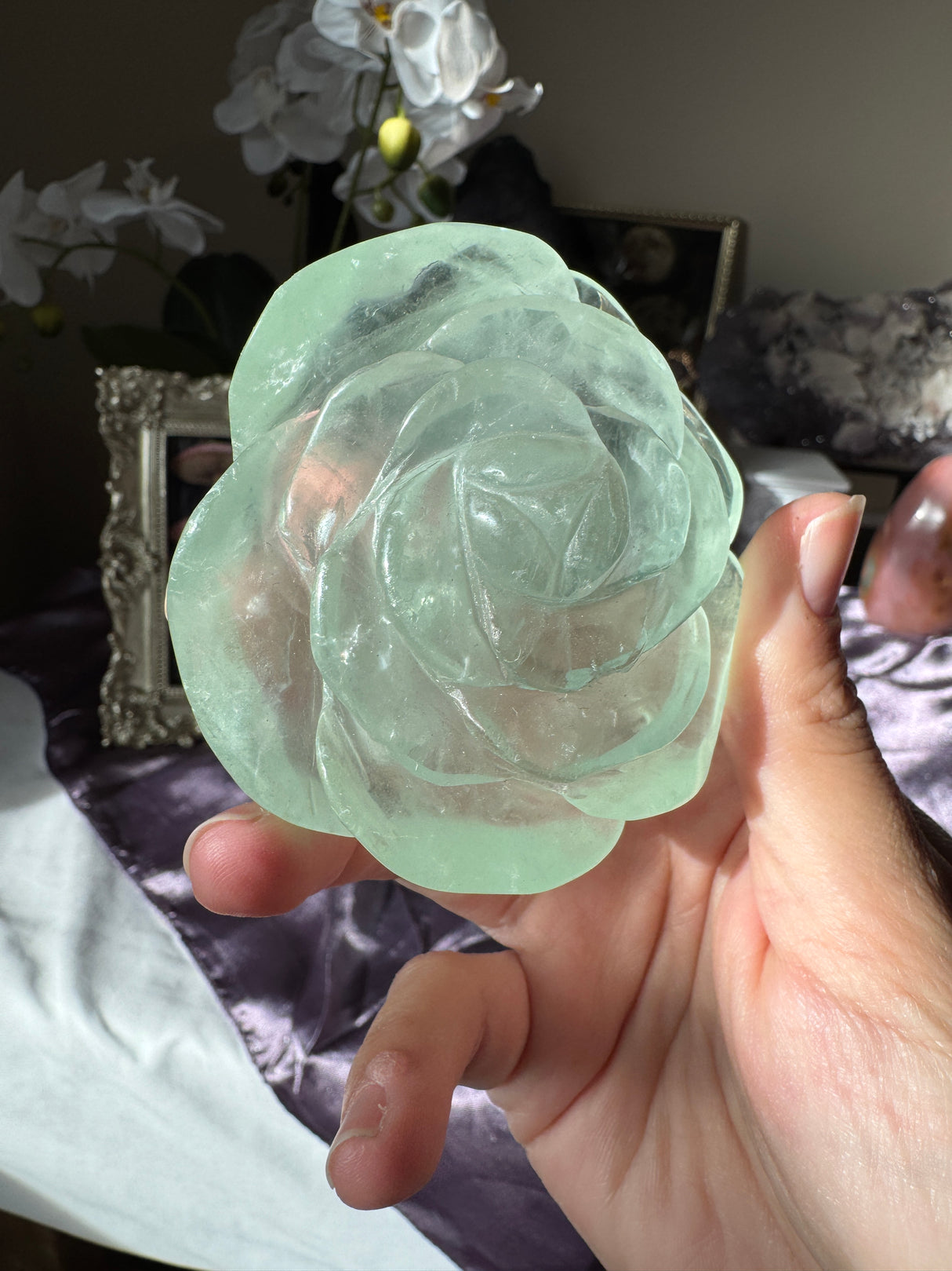Minty Green Fluorite Rose