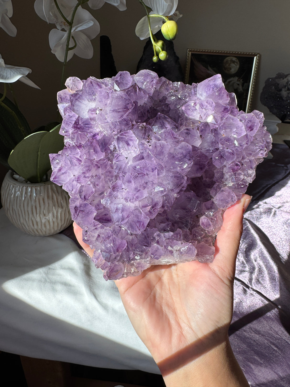 Large Point Amethyst Calcite Cluster