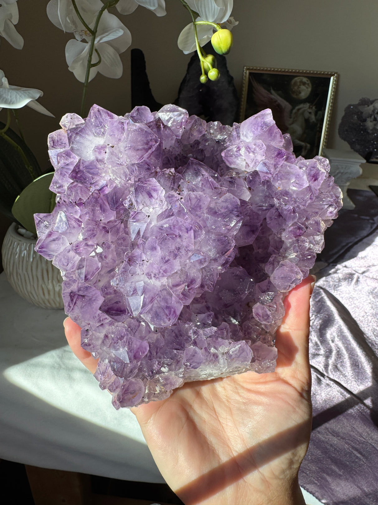 Large Point Amethyst Calcite Cluster