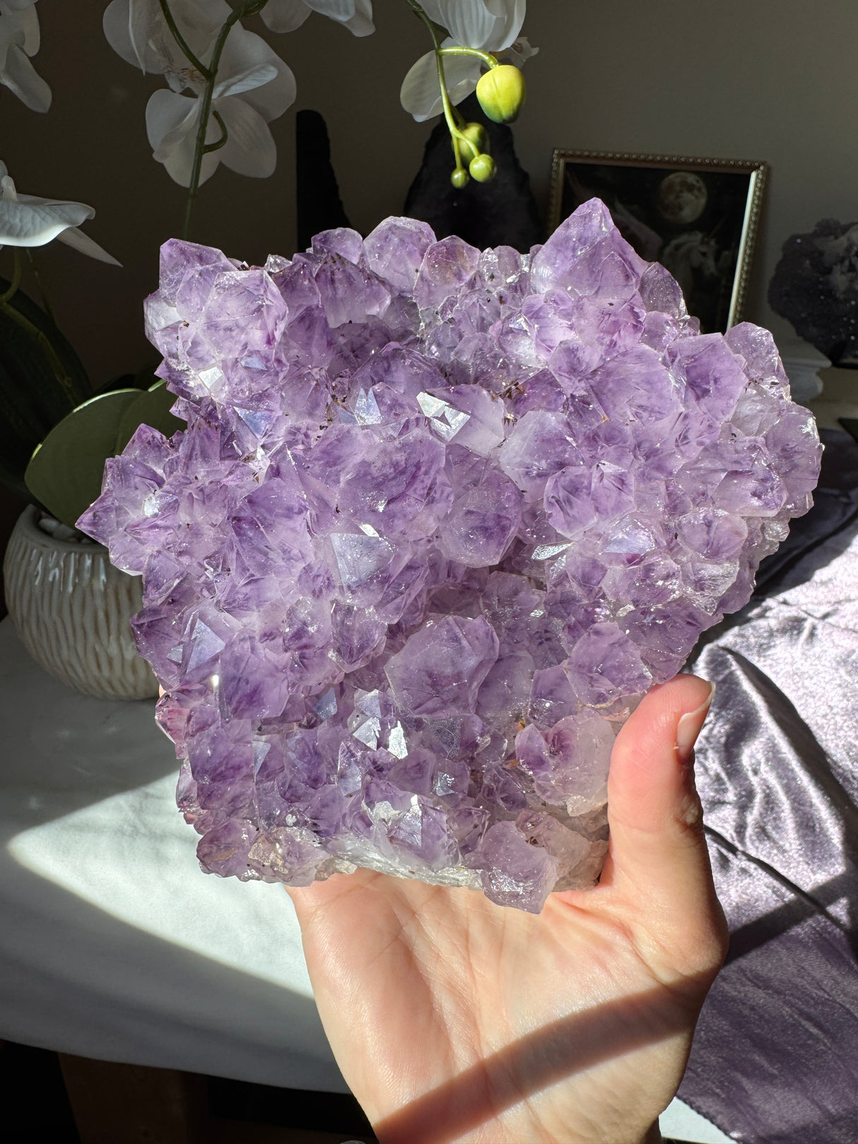 Large Point Amethyst Calcite Cluster