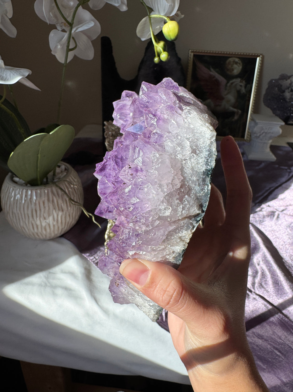 Large Point Amethyst Calcite Cluster