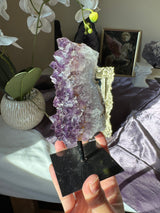 Amethyst Cluster with Druzy Calcite Points