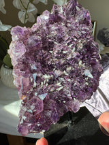 Amethyst Cluster with Druzy Calcite Points