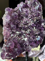 Amethyst Cluster with Druzy Calcite Points