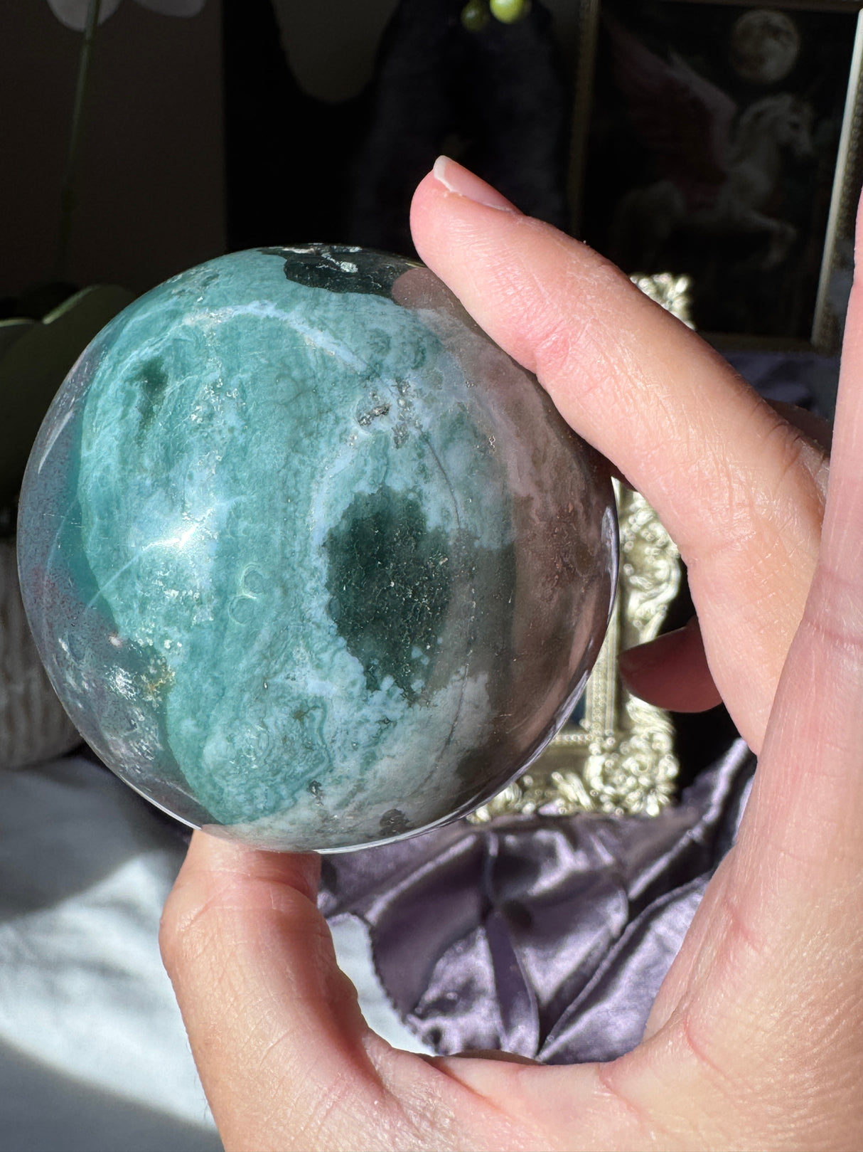 Pink & Teal Sea Jasper Sphere