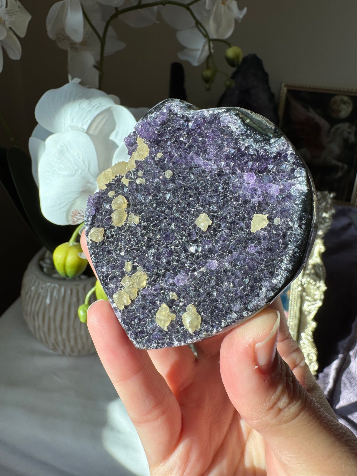 Rich Amethyst Heart with Calcite