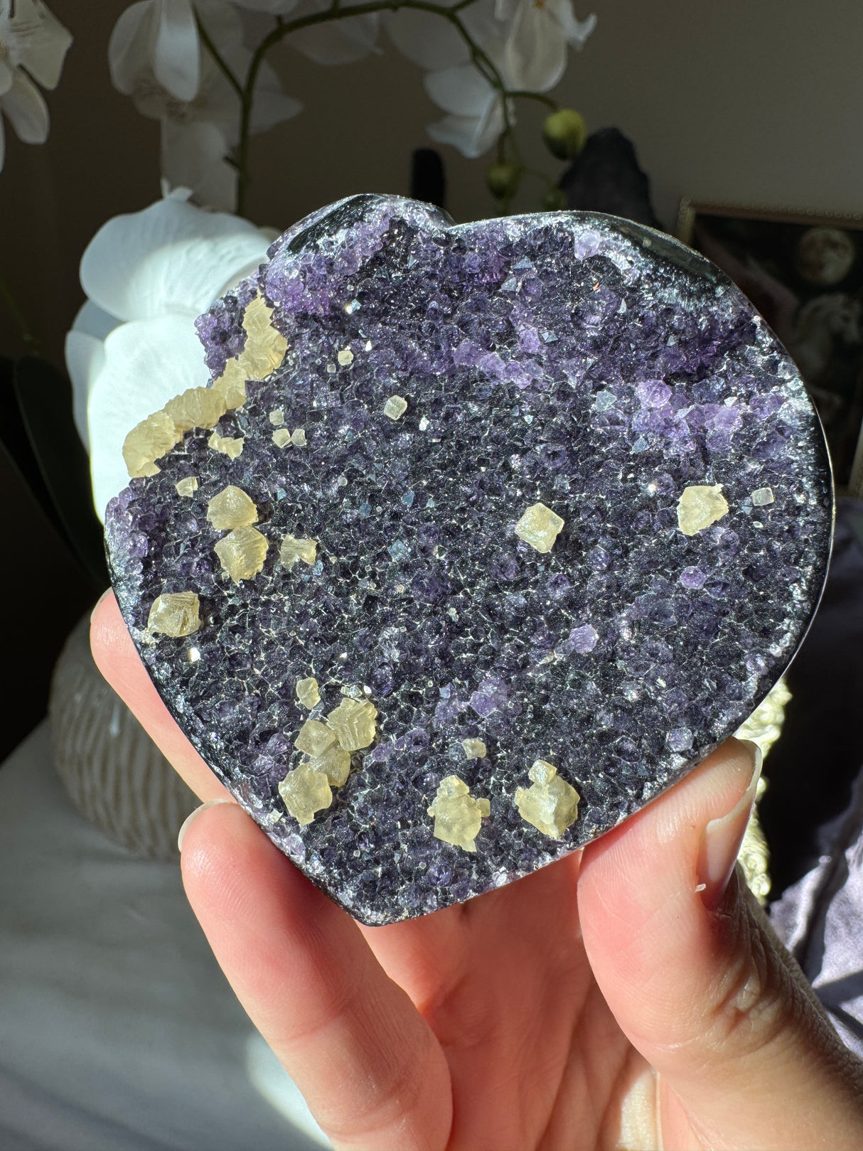 Rich Amethyst Heart with Calcite