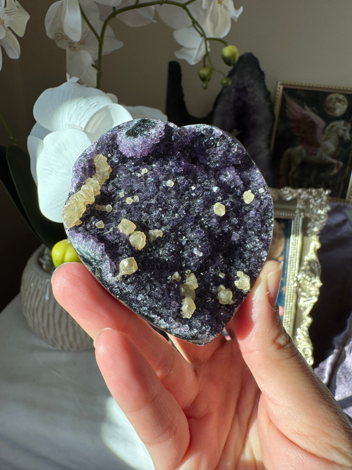 Rich Amethyst Heart with Calcite