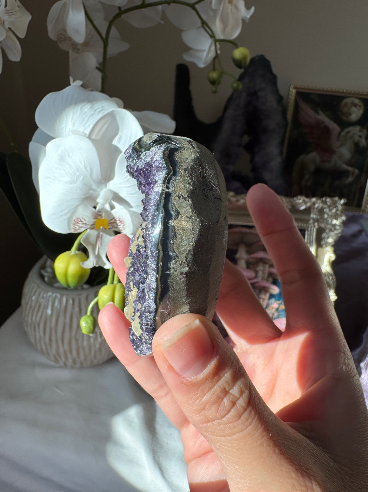 Rich Amethyst Heart with Calcite