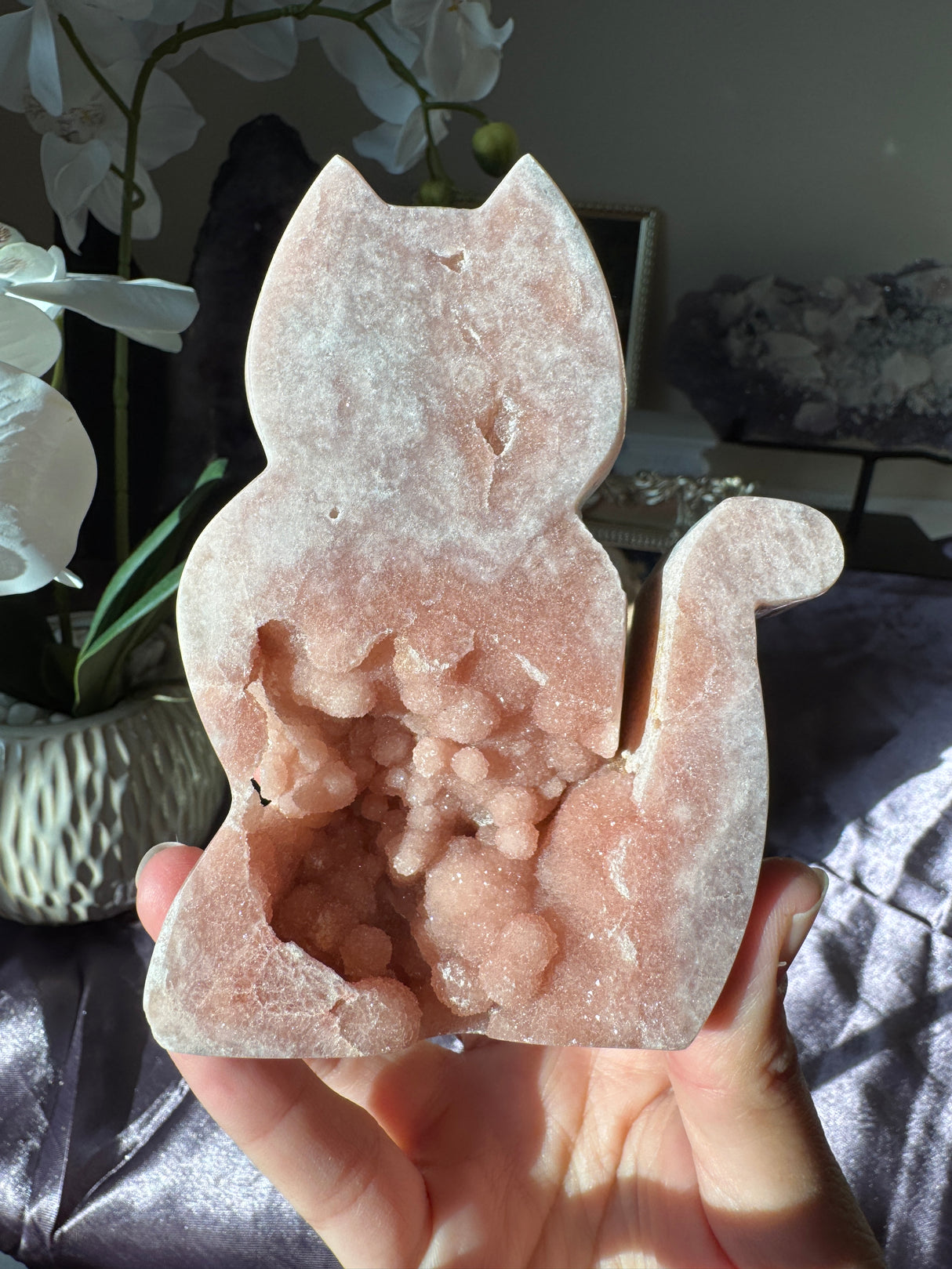 Druzy Pink Amethyst Kitty