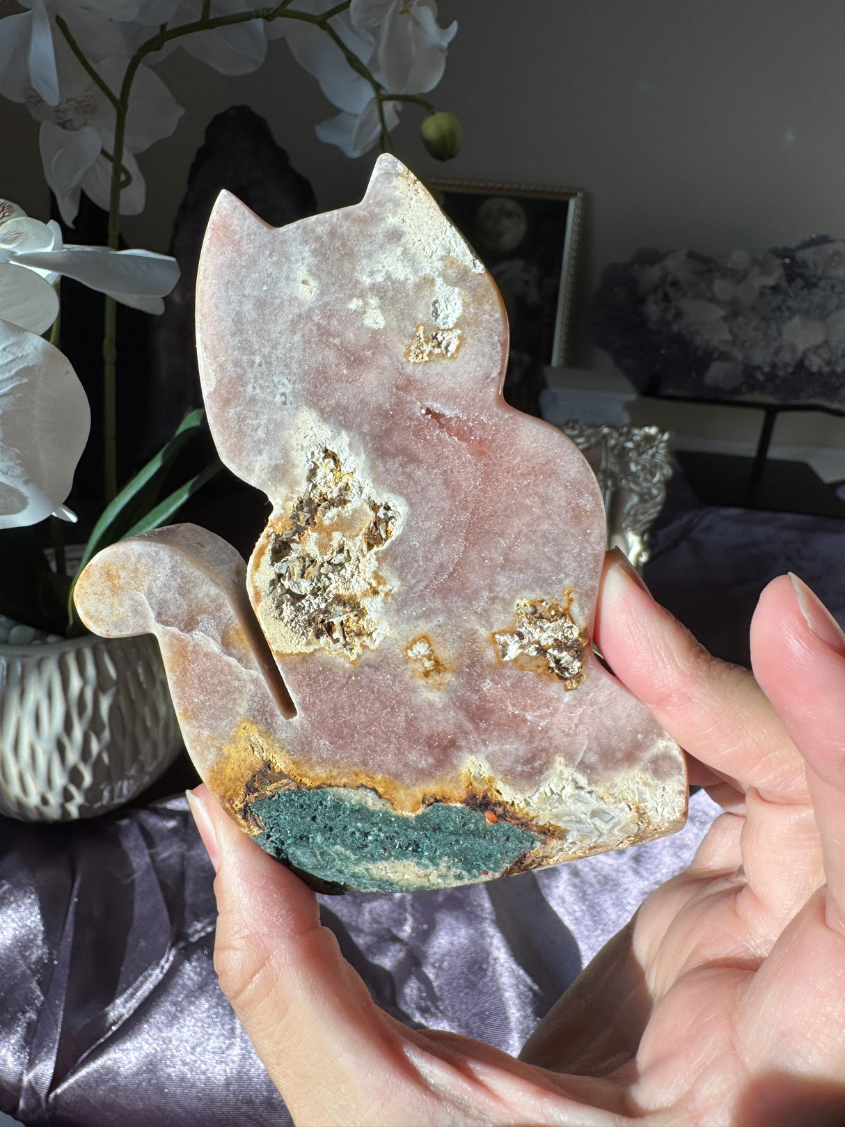 Druzy Pink Amethyst Kitty