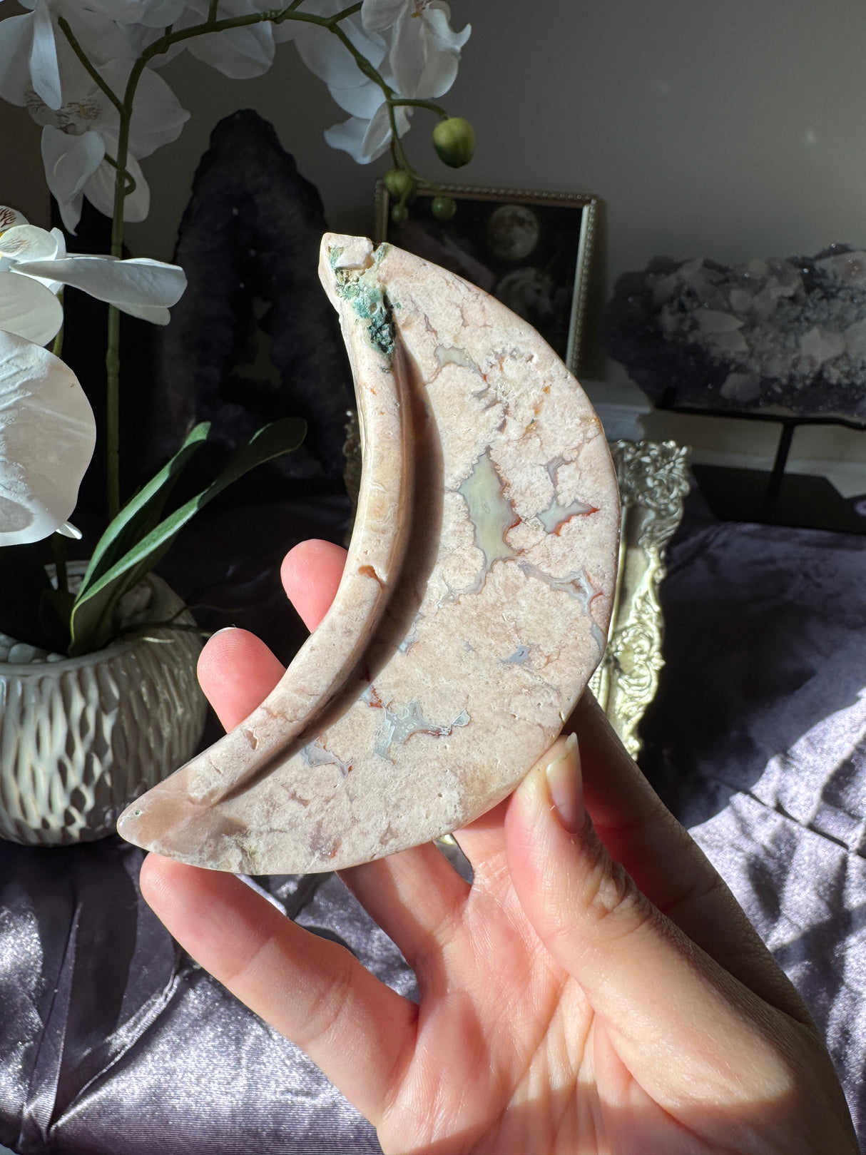Pastel Flower Agate Moon