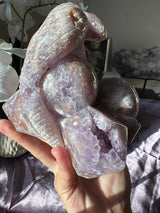 Flower Agate x Amethyst Snake Carving