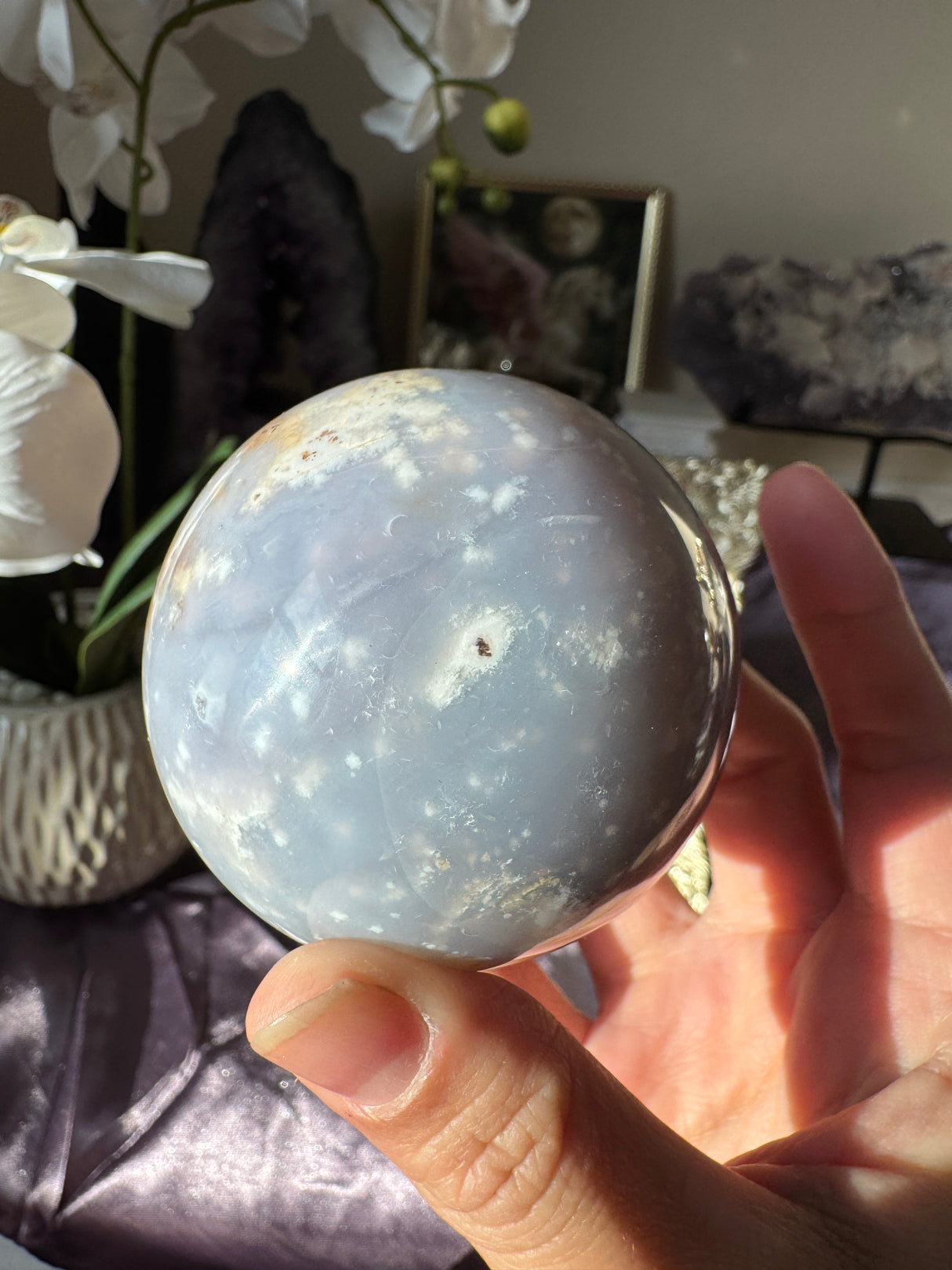 Dusty Blue Sea Jasper Sphere