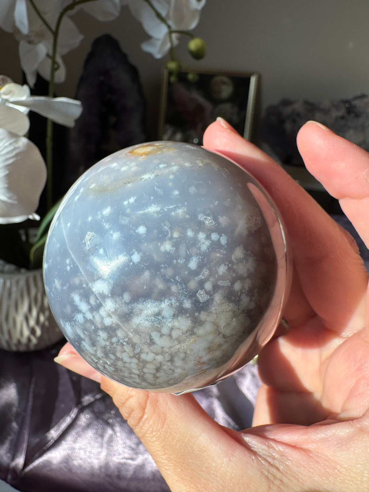 Dusty Blue Sea Jasper Sphere