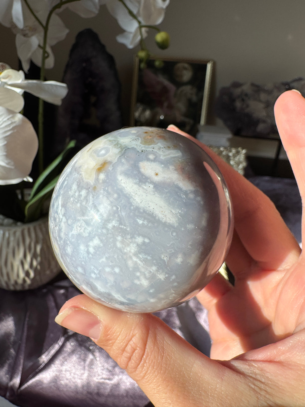 Dusty Blue Sea Jasper Sphere