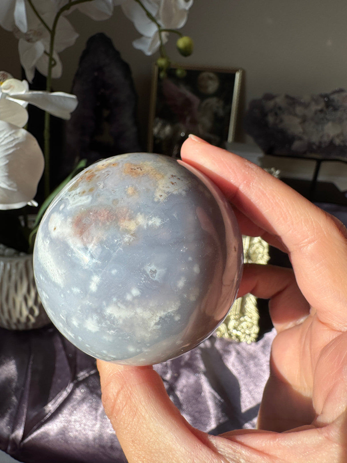 Dusty Blue Sea Jasper Sphere