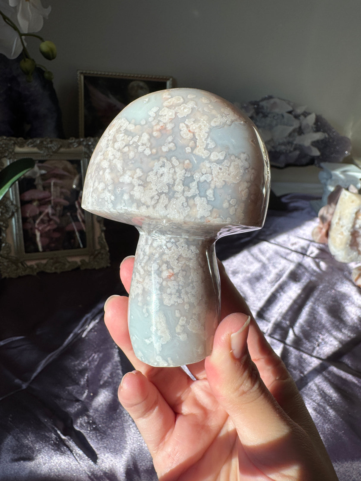 Pastel Flower Agate Mushroom