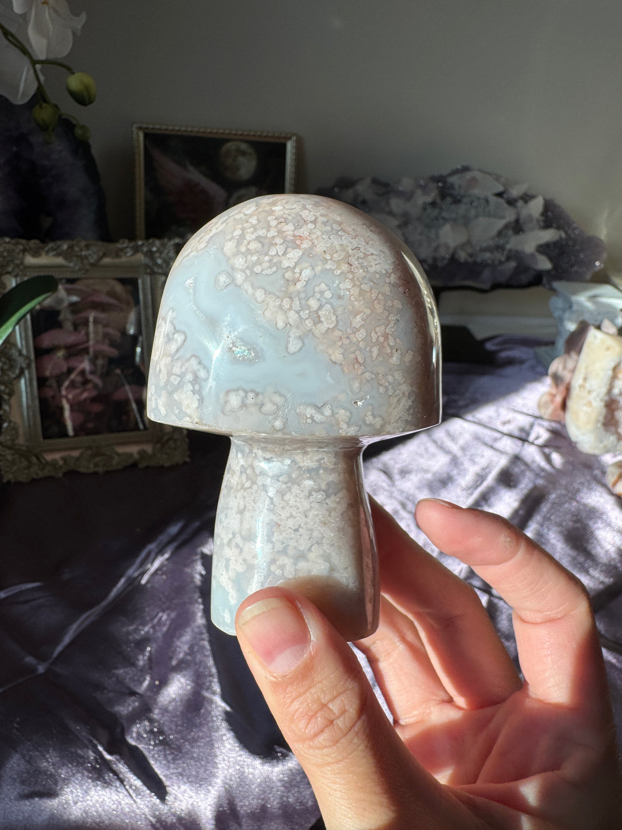 Pastel Flower Agate Mushroom