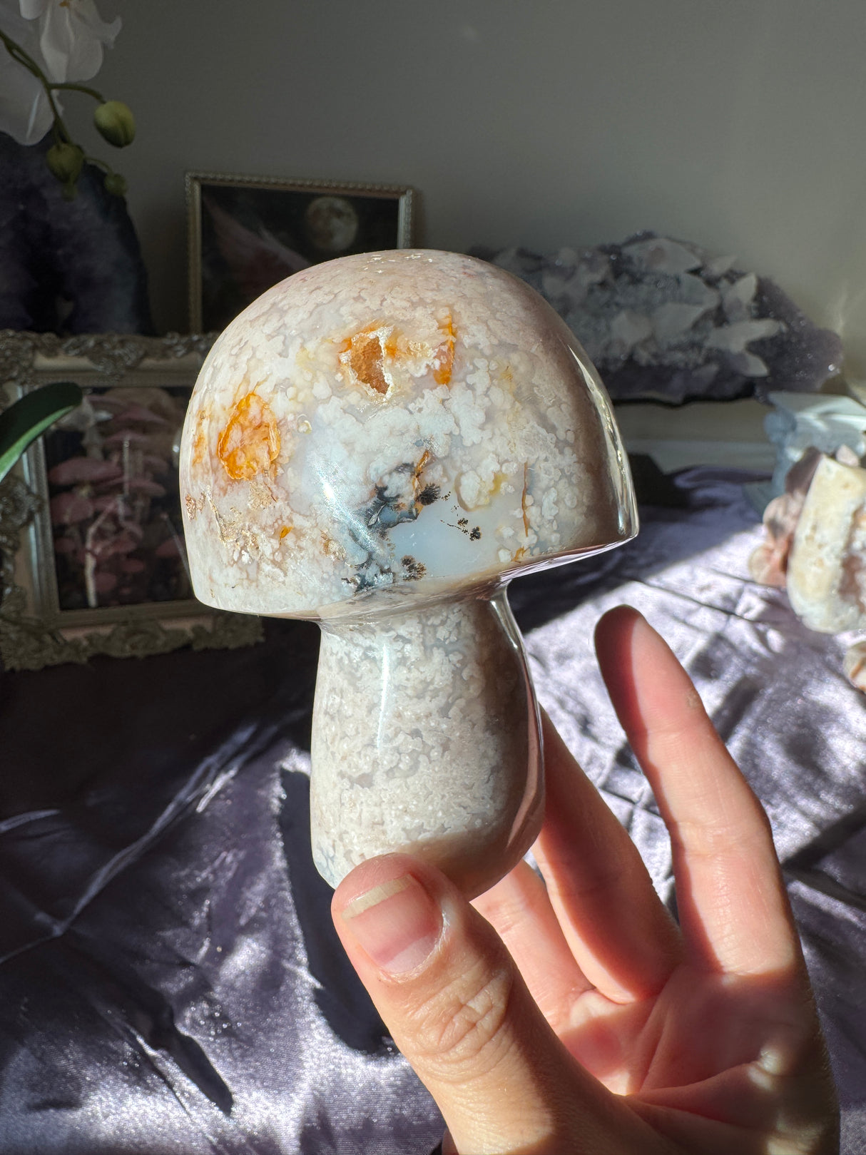 Pastel Flower Agate Mushroom