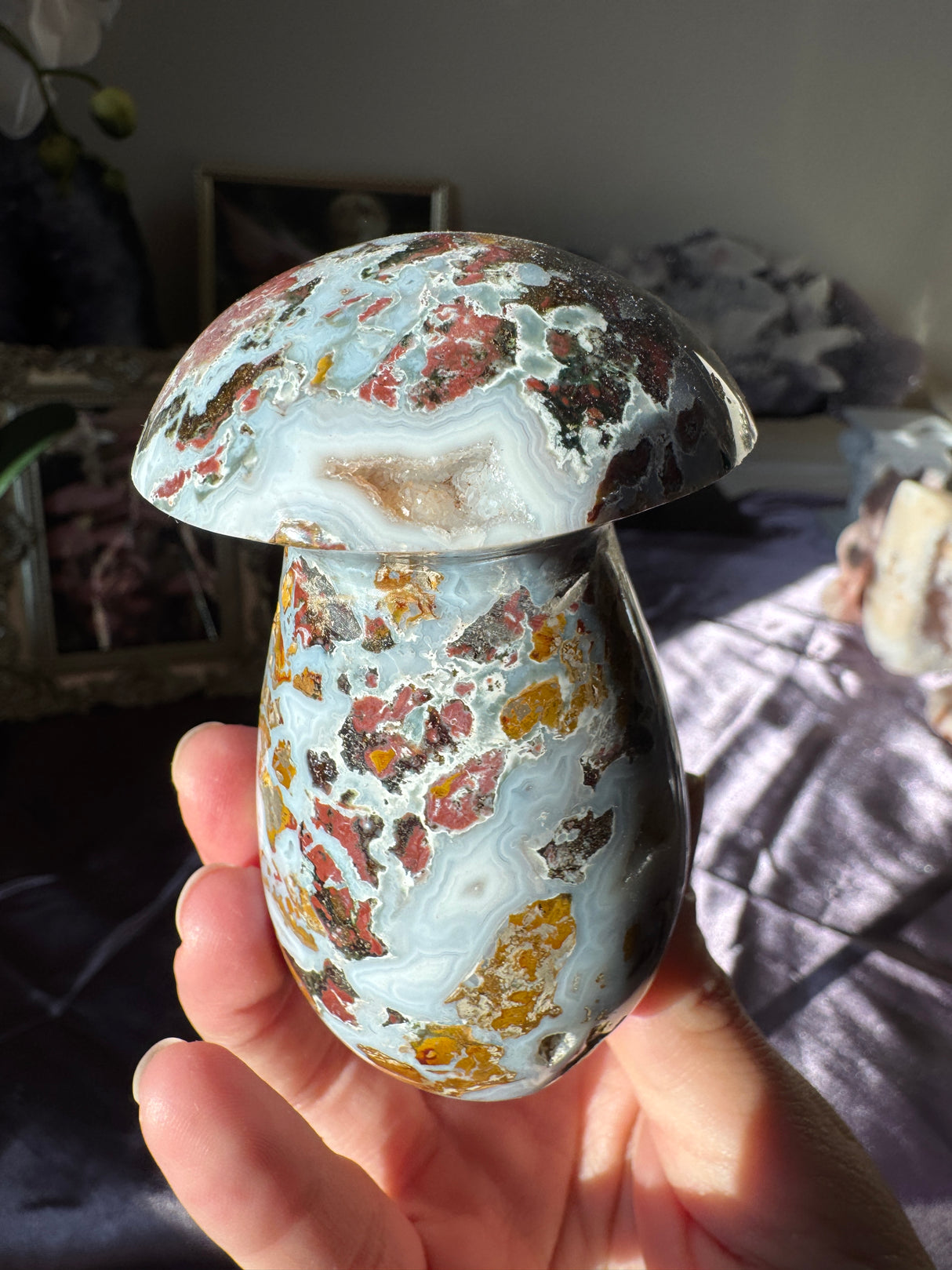 Druzy Sea Jasper Mushroom