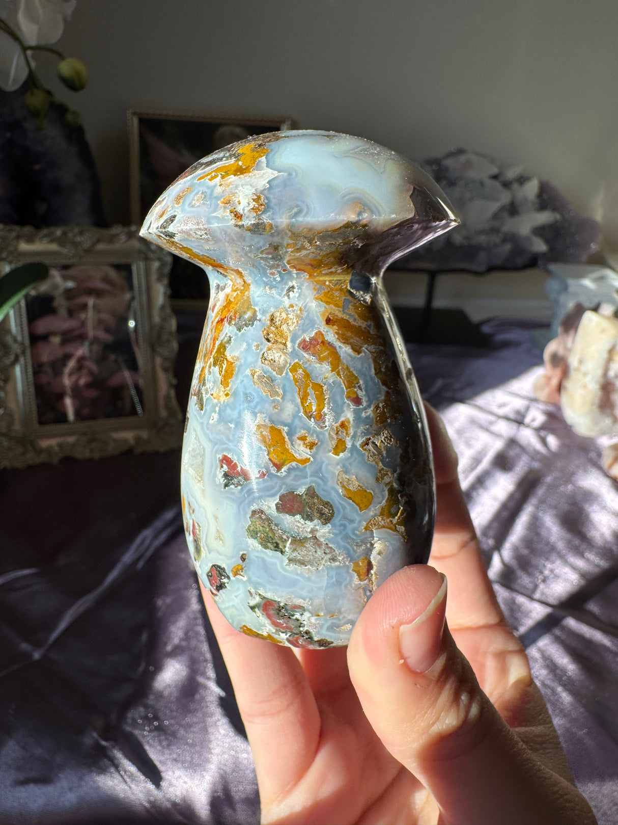 Druzy Sea Jasper Mushroom